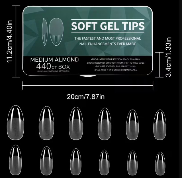 Tips soft gel 500 piezas Almendra - Imagen 2