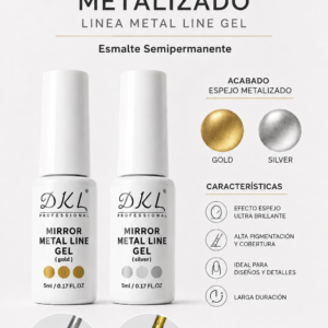 Esmalte Liner Semipermanente D.K.L Dorado y Plateado metalizado/espejo