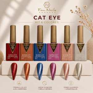 Kit de esmaltes Fan Nails en tonos Cat eye , 6 unidades